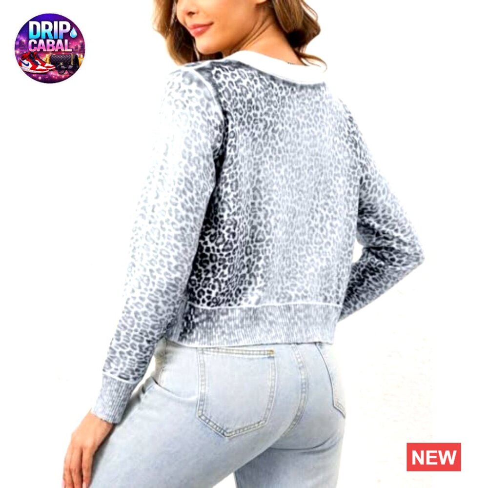 Leopard Print Cardigan Button Up Lightweight Crop… - image 2